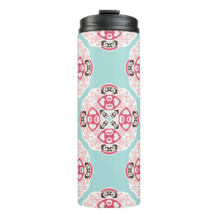 Blue abstract tiles: cute vintage. thermal tumbler