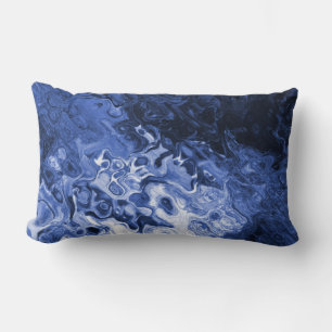 Blue Abstract Tree Art Lumbar Cushion