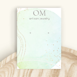 Blue Abstract Watercolor  Earring Display Holder Business Card