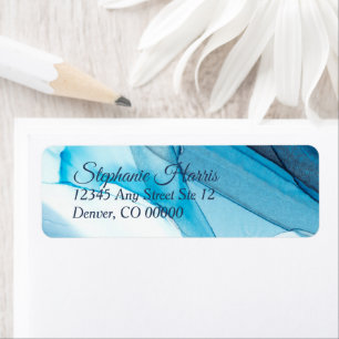 Blue Abstract Watercolor Return Address Label
