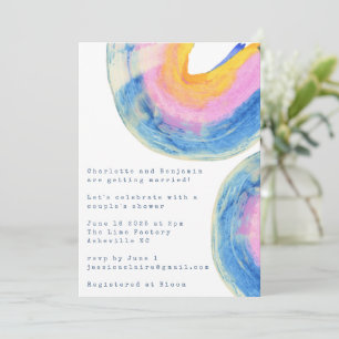 Blue Abstract Watercolor Swirl Couples Shower  Invitation