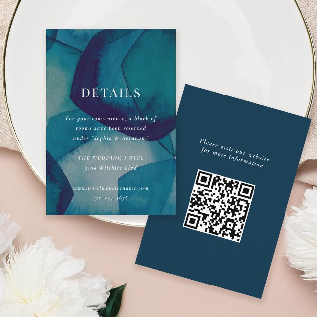 Blue Abstract Watercolor Wedding Enclosure Card (Creator Uploaded)