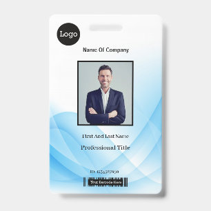 Blue Abstract Wave Business Photo ID Badge