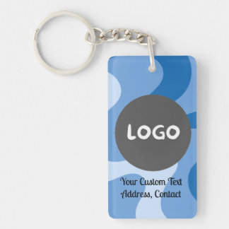 Blue Abstract Wave Double-Sided Custom Business Key Ring