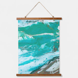 Blue abstract wave hanging tapestry