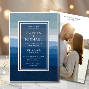 Blue Abstract Wedding Invitation Photo Template 
