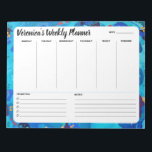 Blue Abstract Weekly To Do List Notepad Planner<br><div class="desc">Plan out your week,  daily to-do's,  and jot down reminders in style with this undated abstract design weekly planner for your desktop. The artwork in the border is from an original painting by Desirae Ofori or DeKelis Art Studio.</div>
