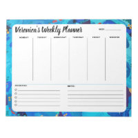 Blue Abstract Weekly To Do List Notepad Planner