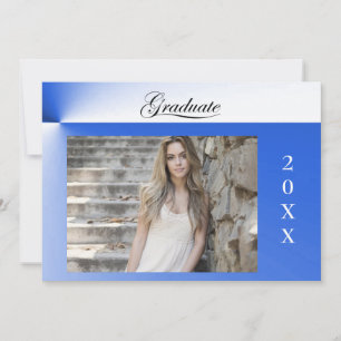 Blue Abstract with photo Grad Party invitation