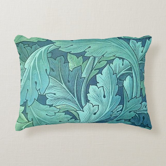 Blue Acanthus Leaf Decorative Cushion (Front)
