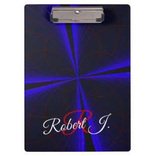 Blue Accent Clover Leaf Geometric Clipboard