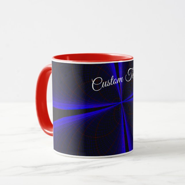 Blue Accent Clover Leaf Geometric Coffee Mug (Front Left)