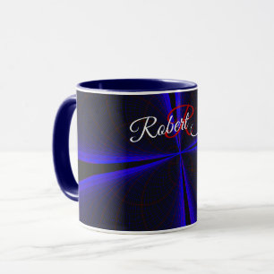 Blue Accent Clover Leaf Geometric Coffee Mug