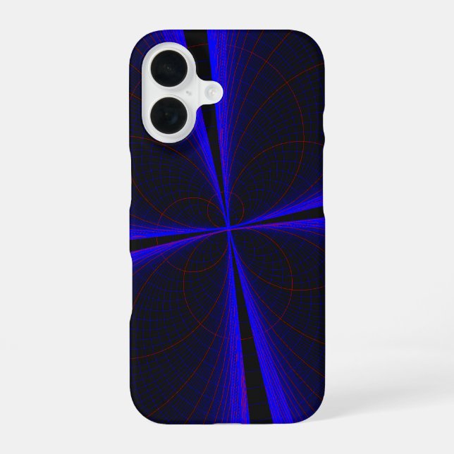 Blue Accent Clover Leaf Geometric iPhone 16 Case (Back)