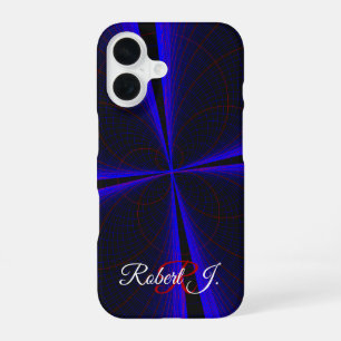 Blue Accent Clover Leaf Geometric iPhone 16 Case