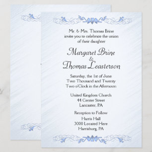 Blue Accent Wedding Invitations