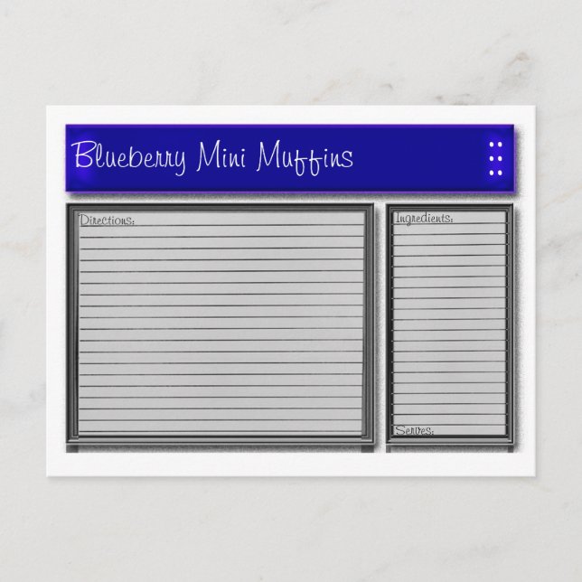 Blue Accents Custom Recipe Card (Front)