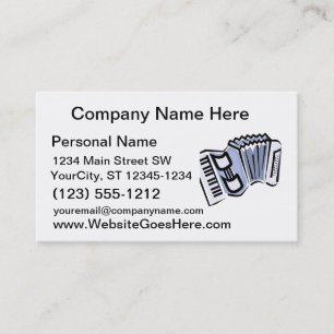 Blue accordion graphic image design, music business card