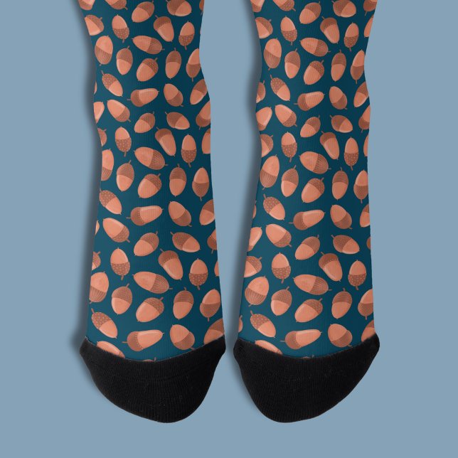 Blue Acorn pattern Socks (Acorn pattern socks)