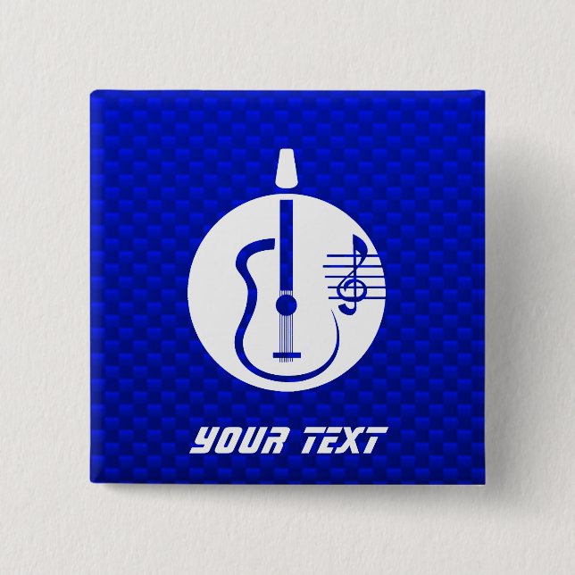 Blue Acoustic Guitar 15 Cm Square Badge (Front)