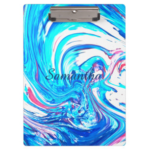 Blue Acrylic Painting Abstract Splatter Swirl Clipboard