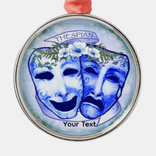 Blue  Actor Masks Metal Ornament