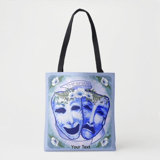 Blue  Actor Masks Tote Bag (Front)