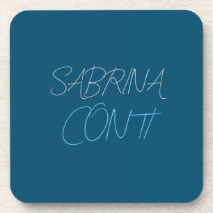 Blue Add Name Modern Minimalist Plain Coaster