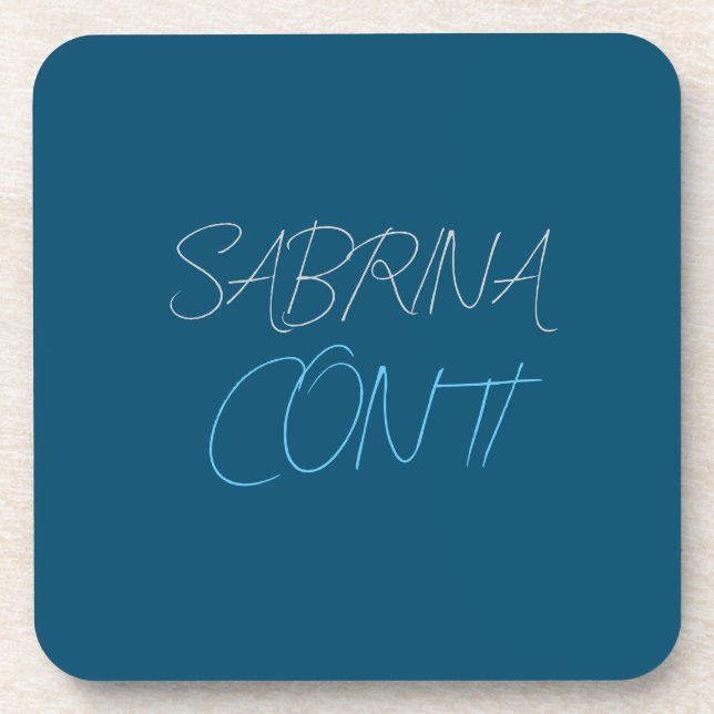 Blue Add Name Modern Minimalist Plain Coaster (Front)