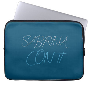 Blue Add Name Modern Minimalist Plain Laptop Sleeve