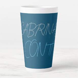 Blue Add Name Modern Minimalist Plain Latte Mug