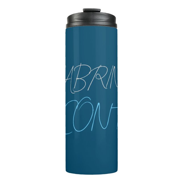 Blue Add Name Modern Minimalist Plain Thermal Tumbler (Front)