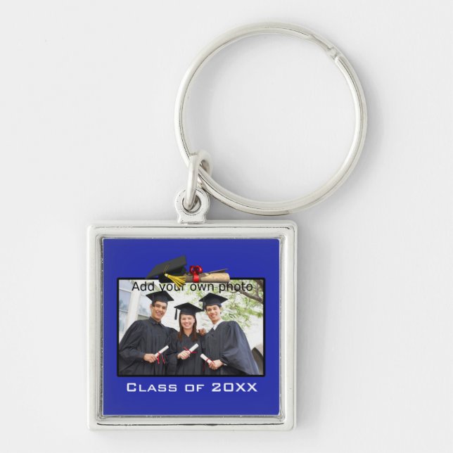 Blue Add your Photo / Year Graduation Key Ring (Front)