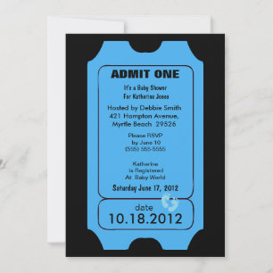 Blue Admission Ticket Baby Shower  Invitation
