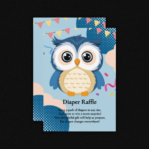 Blue Adorable Woodland Baby Owl Baby Shower Enclosure Card