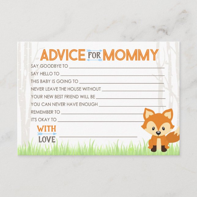 Blue Advice For Mummy Woodland Baby Shower Cards (Front)
