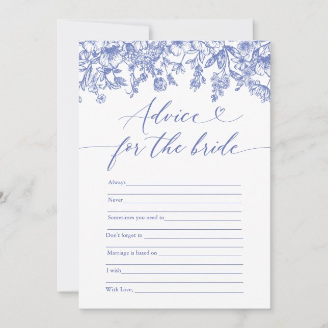 Blue Advice for the Bride Bridal Shower Game Invitation (Front)