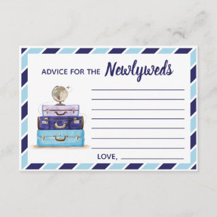 Blue Advice for the Newlyweds Travel theme card