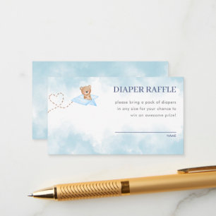 Blue Aeroplane Bear Diaper Raffle Enclosure Card