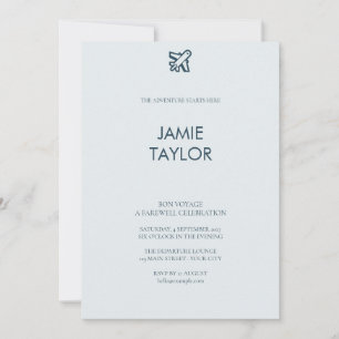 Blue Aeroplane Bon Voyage Farewell Party Invitation