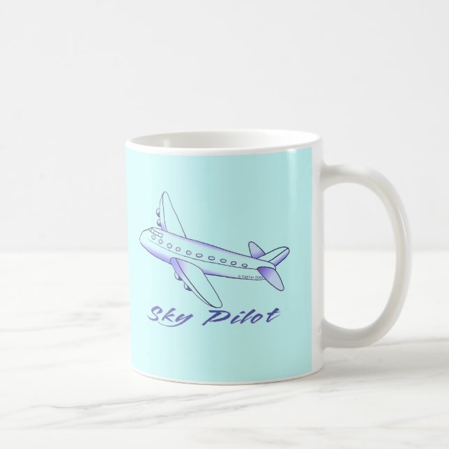 Blue Aeroplane Sky Pilot Coffee Mug (Right)