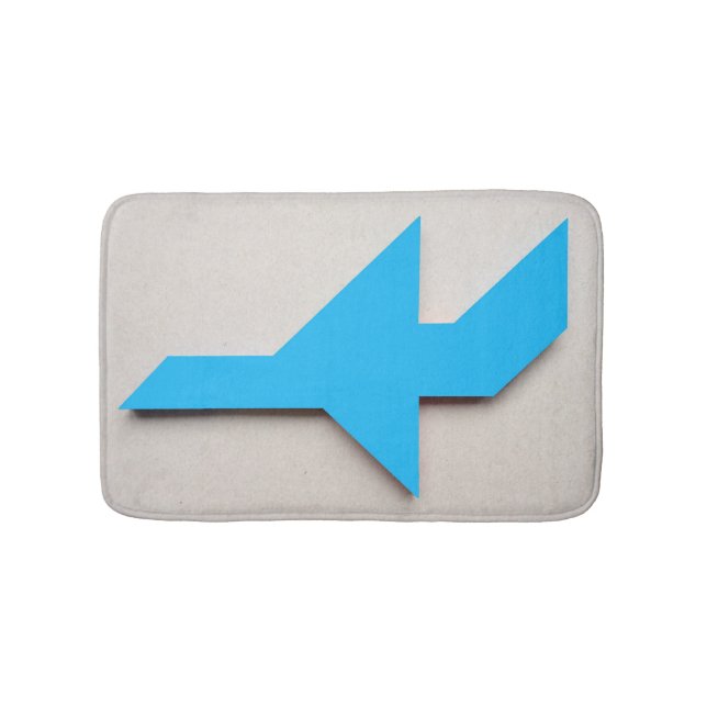 Blue aeroplane Tangram Bath Mat (Front)
