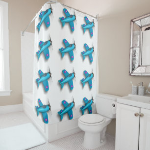 Blue Aeroplanes Shower Curtain
