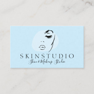 Blue Aesthetic Feminine Face Beauty Skin Business Card