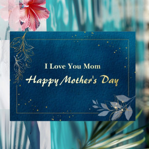 Blue Aesthetic Foil Mother's Day Greeting Card