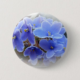 Blue African Violets 6 Cm Round Badge