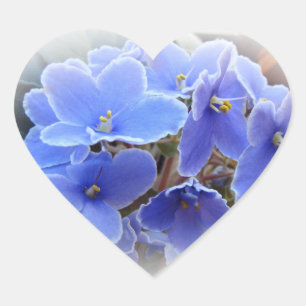Blue African Violets Heart Sticker