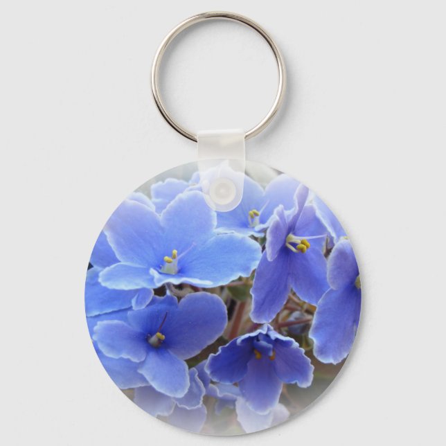Blue African Violets Key Ring (Front)