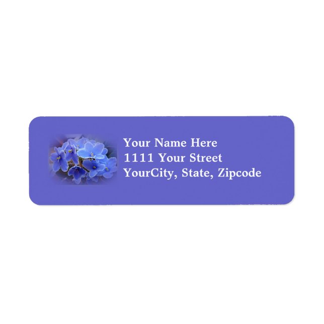 Blue African Violets Return Address Label (Front)