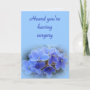 Blue African Violets Surgery get Well Card